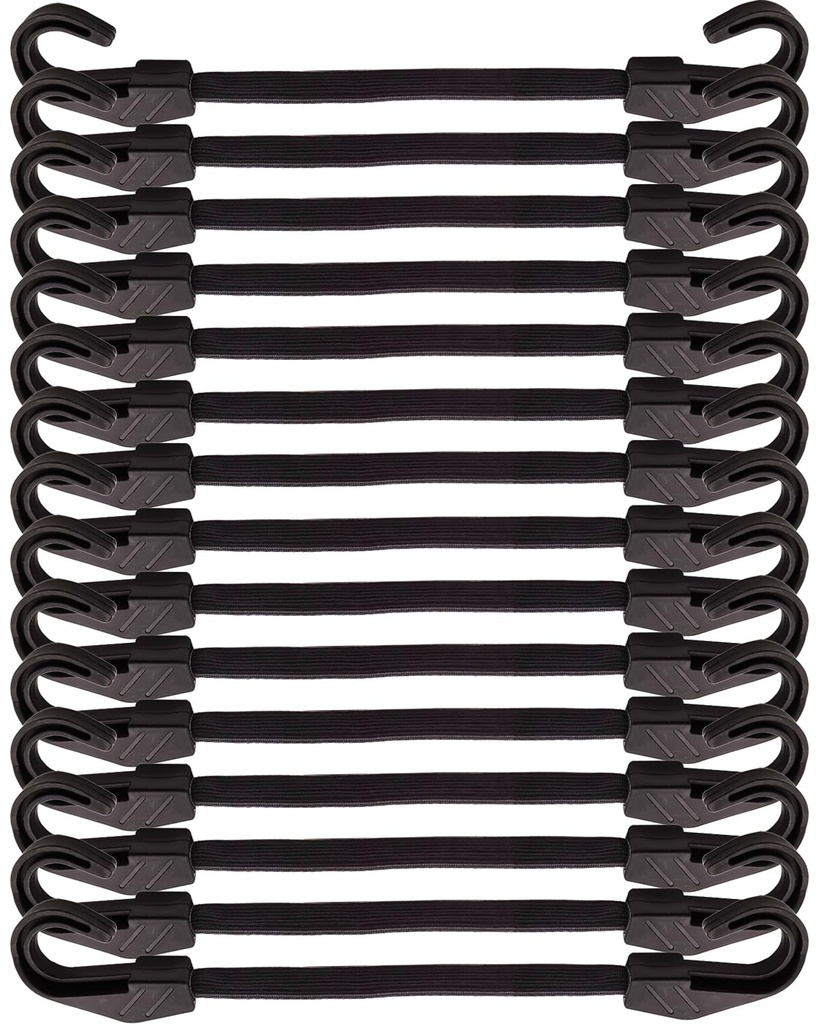 BINCKIN Bungee Cords with Hooks 30cm - 20 PCS Heavy Duty Bundy Cord with Hooks, 18mm Strong
