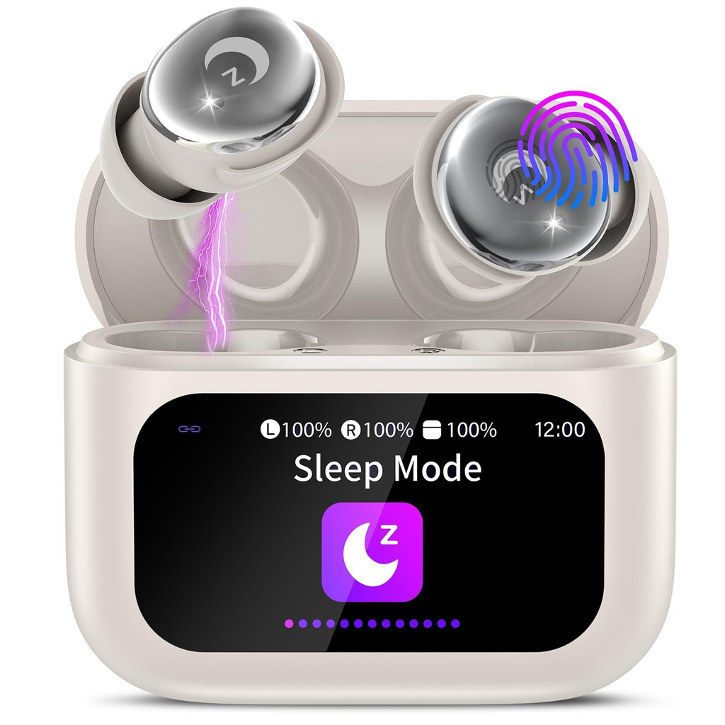 Wireless Earbuds with Smart Touch Screen, 2026 Mini Sleep Earbuds Bluetooth 5.4 Headphone In