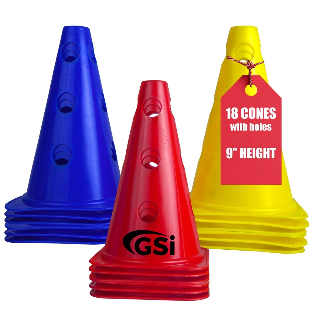 GSi Jumbo Soccer Cones - 12 Pack | High Visibility | Convertible Cone/Hurdle | Carry Strap