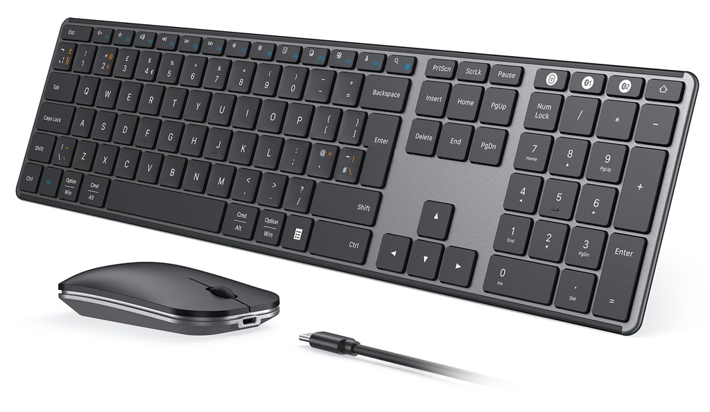 seenda Rechargeable Wireless Bluetooth Keyboard Mouse, SKM64-3 Multi-Device Ultra Slim