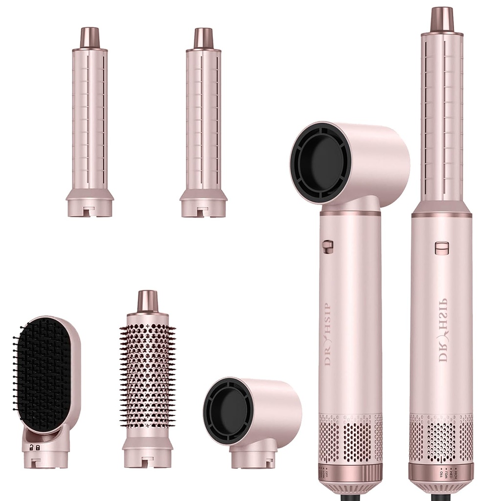 Dryhsip Hair Dryer Brush, 5-in-1 Hot Air Brush, Blow Dryer & Styler with Detachable Heads (