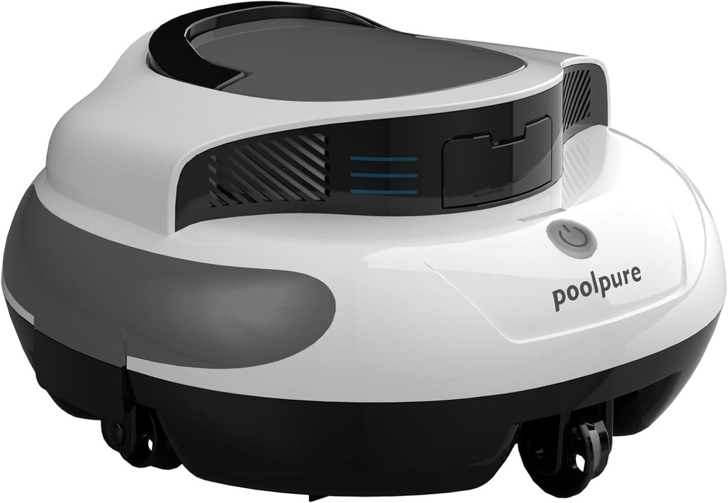 POOLPURE White Pool Vacuum Cleaner, 5000mah battery, cordless Robotic Pool Cleaner, automat