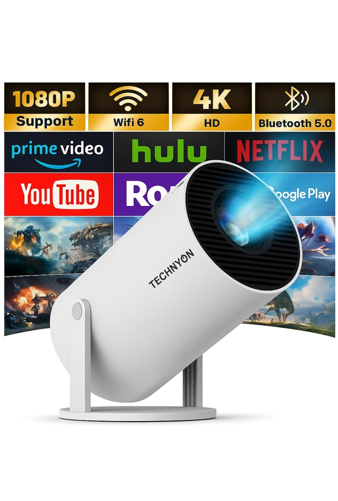 Technyon HY300 PRO+ 2026 | 1080P Full HD WiFi Projector with Android 11.0 12000