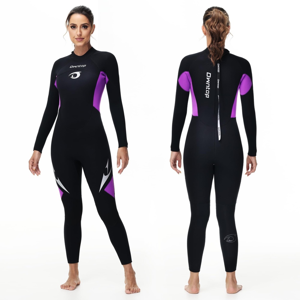 Owntop 5mm Wetsuits for Men Women - Back Zip Neoprene Diving Suit, Adult Full Length Wet Suit