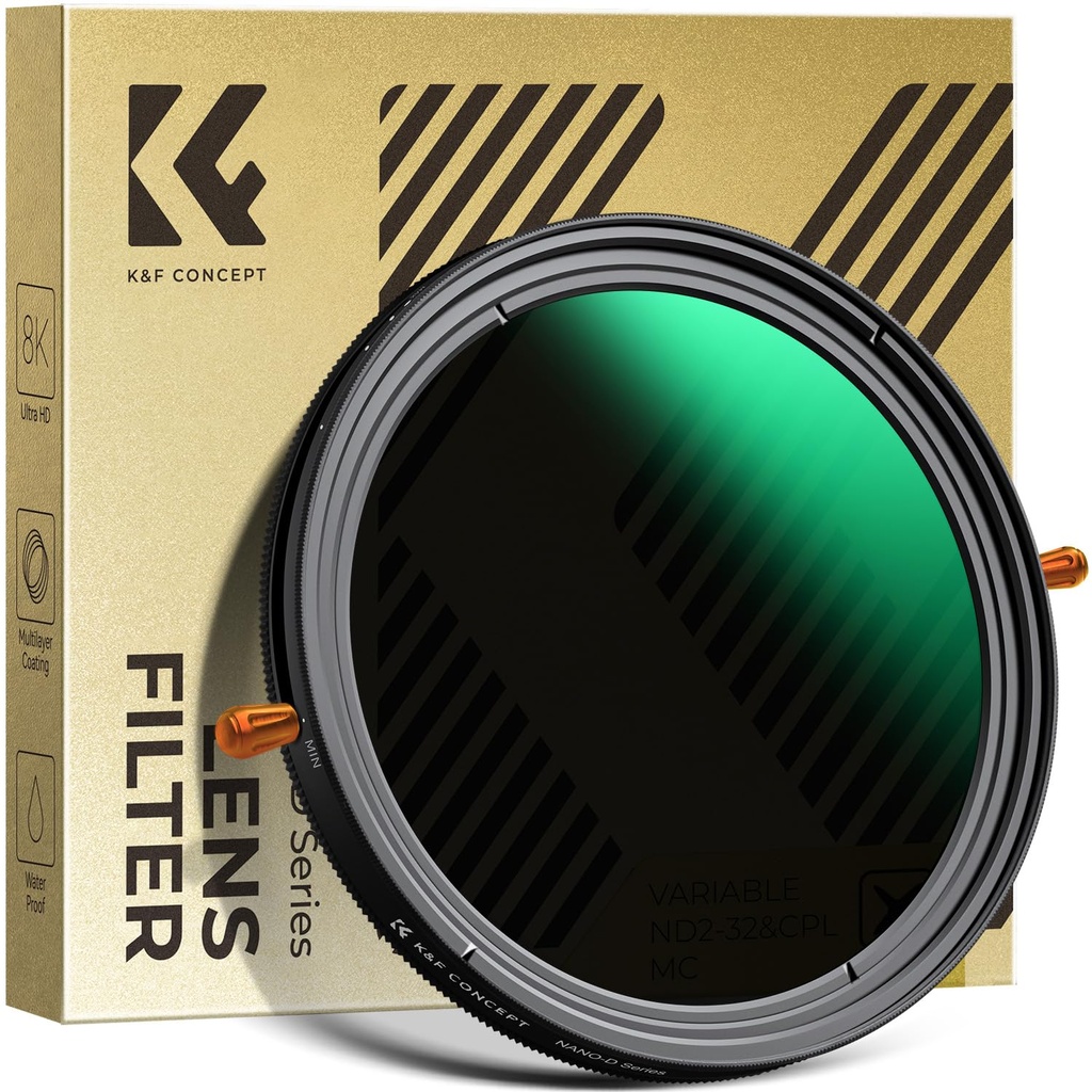 K&F CONCEPT 77mm Versatile ND2-32 & CPL Filter, Variable ND Polarizing with 24-layer Coatin
