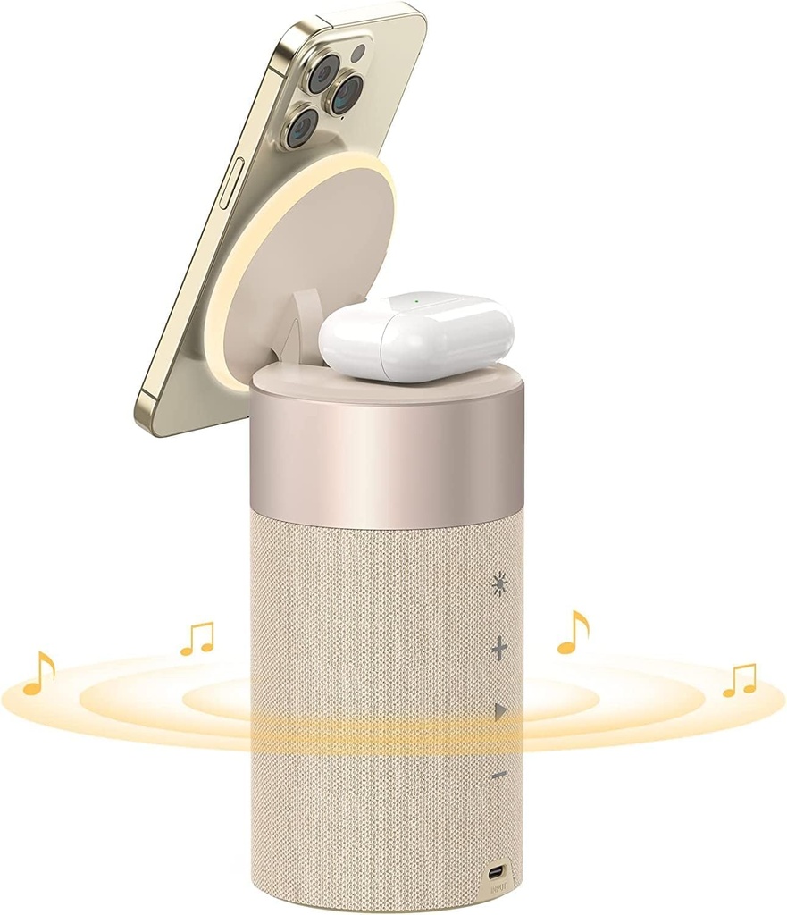 COLSUR Bluetooth Speaker, Wireless Charger, Bluetooth Speakers with Night Light, 2 in 1 Wir