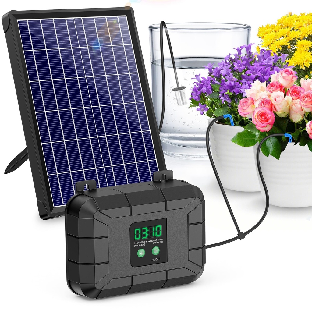 Biling Solar Drip Irrigation Kit 15M 8W 900ml/min Solar Plant Automatic Garden Watering
