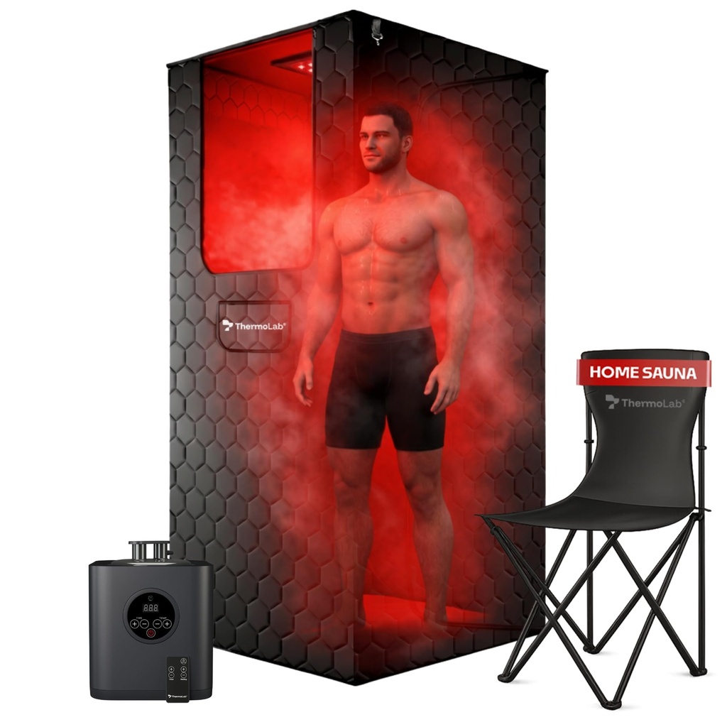 ThermoLab 6FT 2026 Premium 4-Layer Steam Sauna with Infrared Light Therapy 120