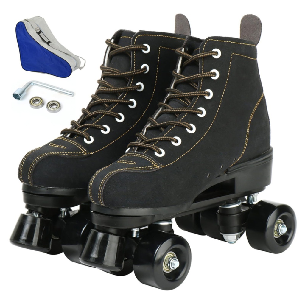 wilverz Roller Skates Double Row Skates Adjustable Four-Wheel Roller Skates for Outdoor, Size UK 8