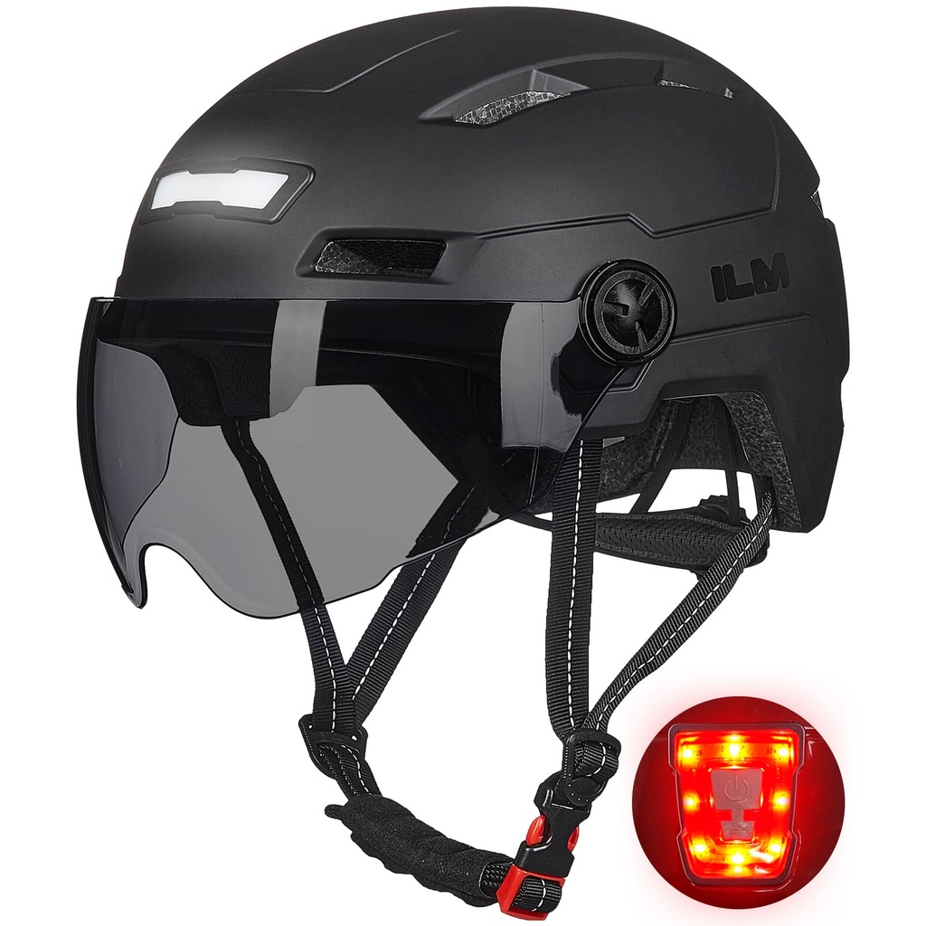 ILM Adult Bike Helmet with USB Rechargeable LED Front and Back Light Unisex Adult Cyclists 