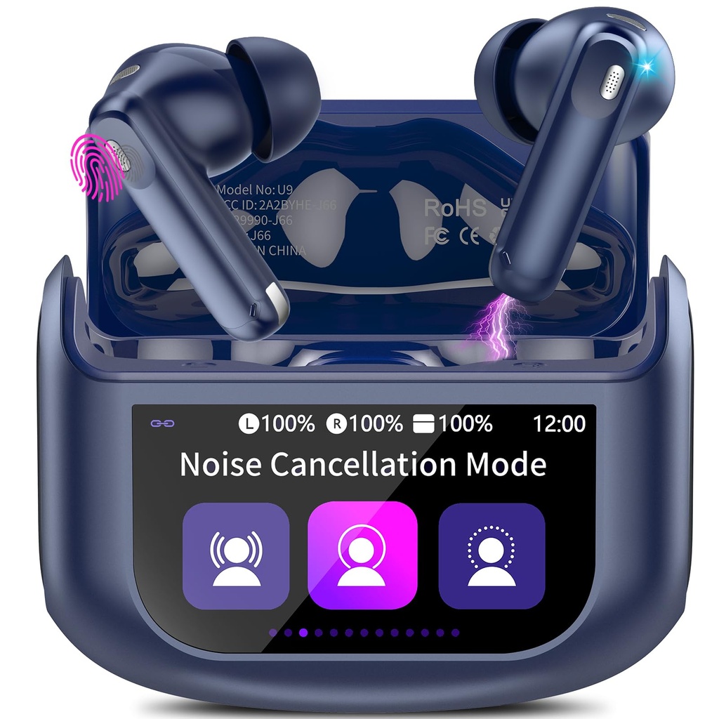 Thunelec Wireless Earbuds, Bluetooth 5.4 Ear buds with Multifunctional Touch Screen, 48H Battery