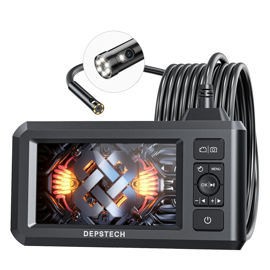 DEPSTECH Dual Lens Industrial Endoscope, 1080P Digital Borescope Inspection Camera, 7.9mm IP