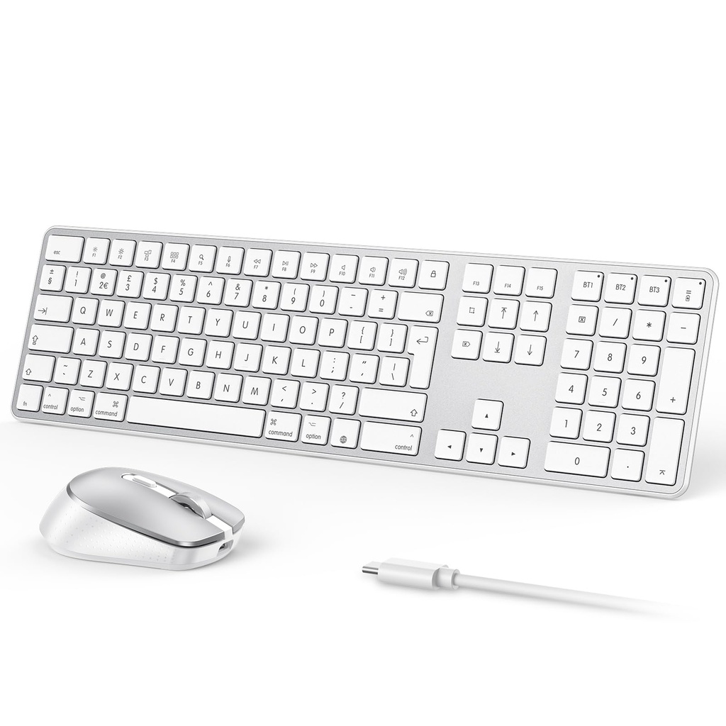 OMOTON Wireless Bluetooth Keyboard Mouse Rechargeable for Mac OS, Wireless Keyboard
