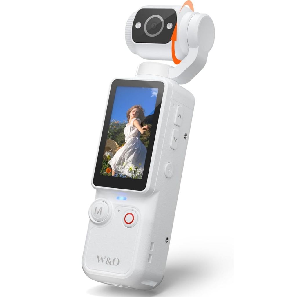W&O Portable 2.5K Video Recorder with 180 Rotating Lens, Vlogging Camera,Pocket Body Cam