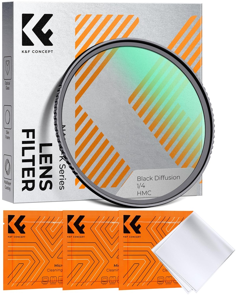 K&F Concept 43mm Black Diffusion 1/4 Filter Mist Soft Glow Diffuser Lens Filters