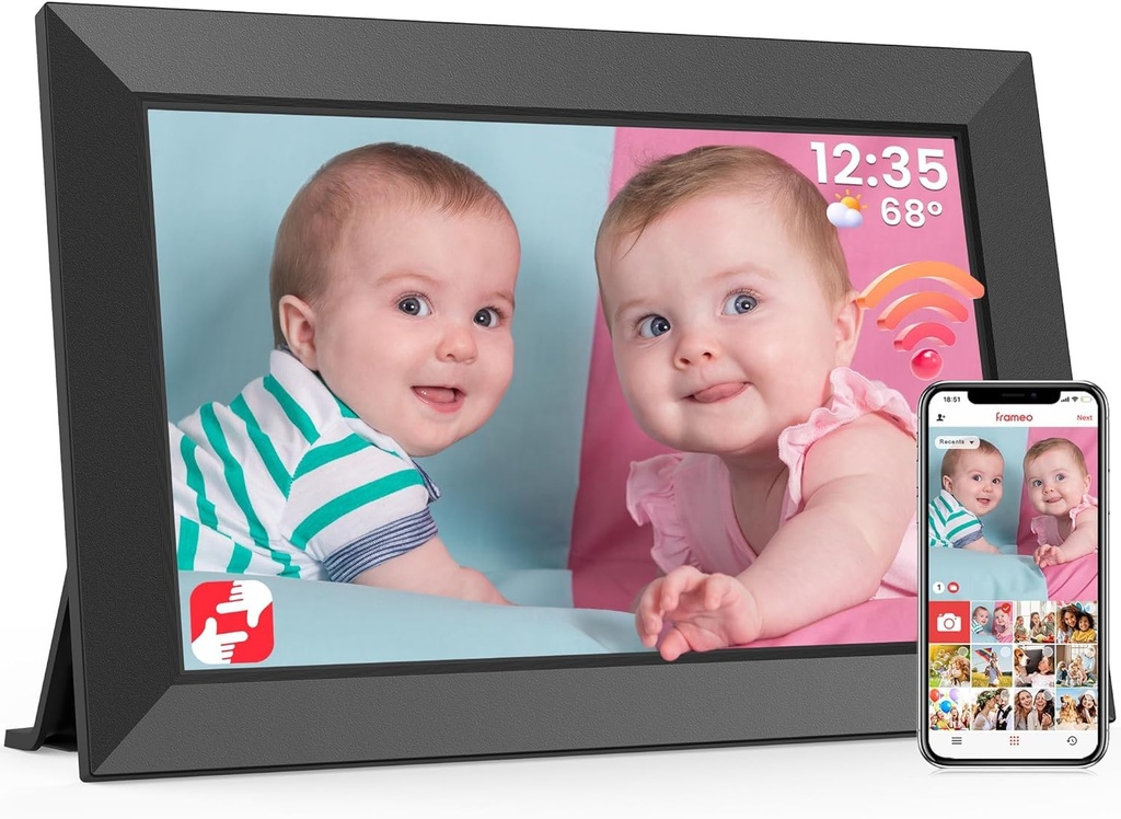 Frameo WiFi Digital Photo Frame 10.1 Inch - 1280x800 HD IPS Touch Screen Picture Frame 