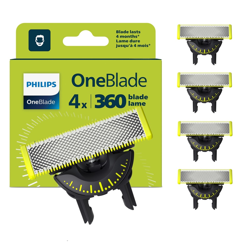 Philips OneBlade Original 360 Blade Heads, Compatible with all OneBlade 