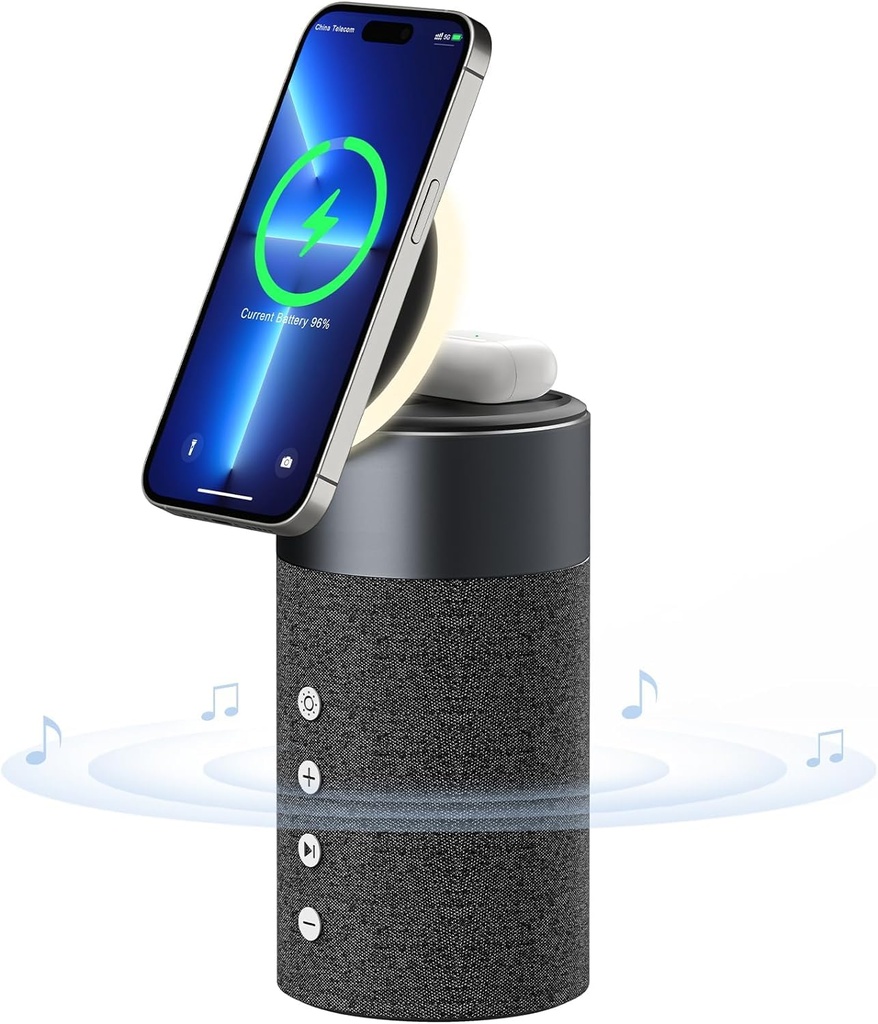 COLSUR Bluetooth Speaker, Wireless Charger, Bluetooth Speakers with Night Light