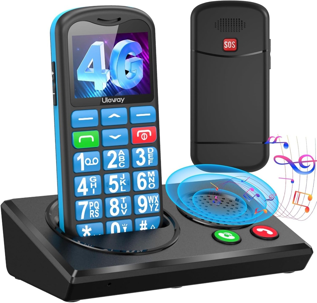 CHAKEYAKE Mobile Phone For Elderly, 4g Big Button Basic Phone With Bluetooth Speaker