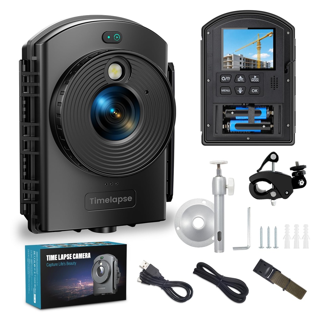 4K Time Lapse Camera with WiFi, 48MP Outdoor Timelapse Camera, 110° Wide Angle, Low Power