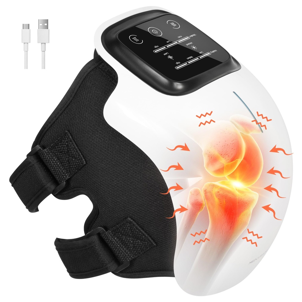 Medcursor Knee Massager with Heat, Cordless Knee Massage with 3 Heating Levels