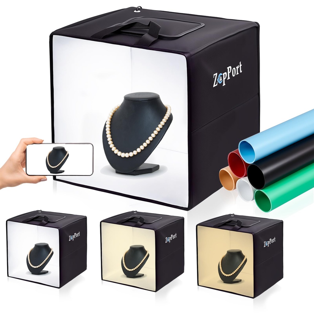 Photo Light Box Photography - 40x40cm (16"x16") Photo Studio Lightbox with 120 LED Lights &