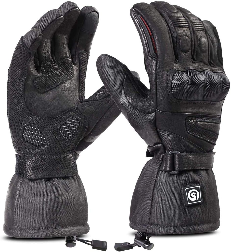day wolf Heated Motorcycle Gloves Waterproof Genuine Sheepskin Leather (SIZE: LARGE) 