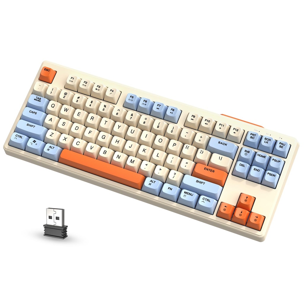 ATTACK SHARK M87 80% Wireless Gaming Keyboard, 87 Keys TKL LED Rechargeable Mechanical Feel