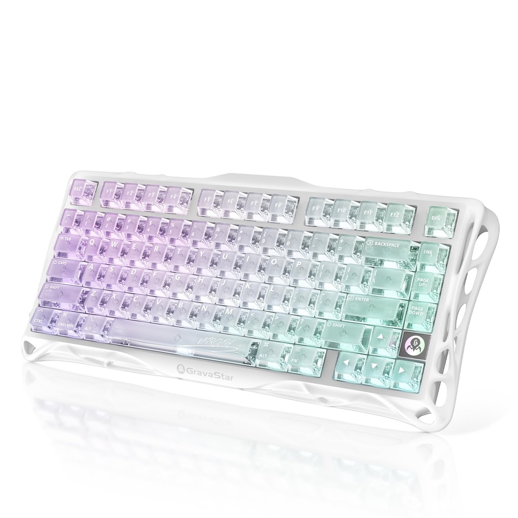 GravaStar Mercury K1 Lite 75% Gaming Keyboard, 2.4GHz/BT/Wired Tri-Mode Wireless Keyboard,