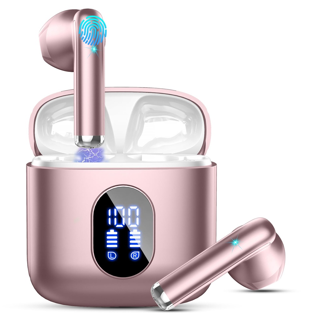 Wireless Earbuds, Bluetooth 5.4 Headphones 2026 Wireless Headphones with Deep Bass, New Min