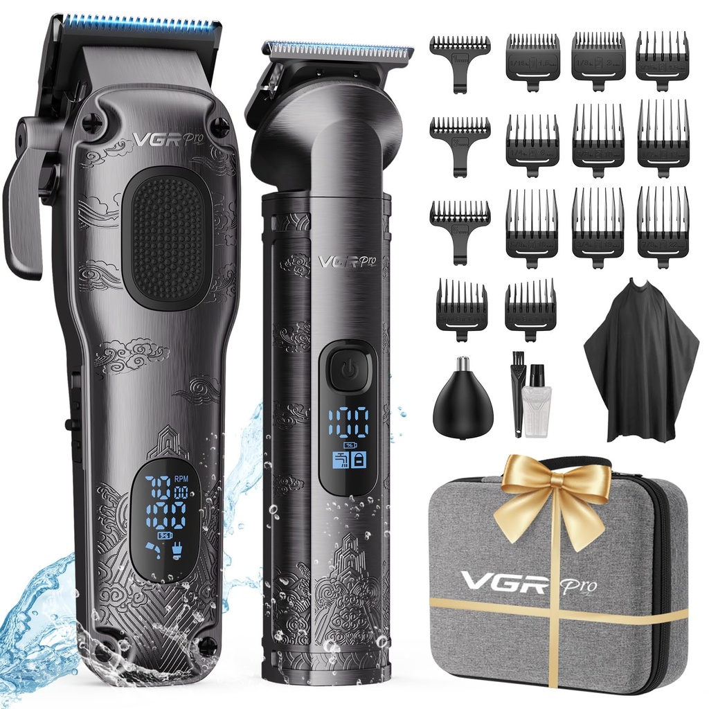 VGRPRO Hair Clippers Men Professional, Mens Clippers and Trimmers Set, USB Rechargeable