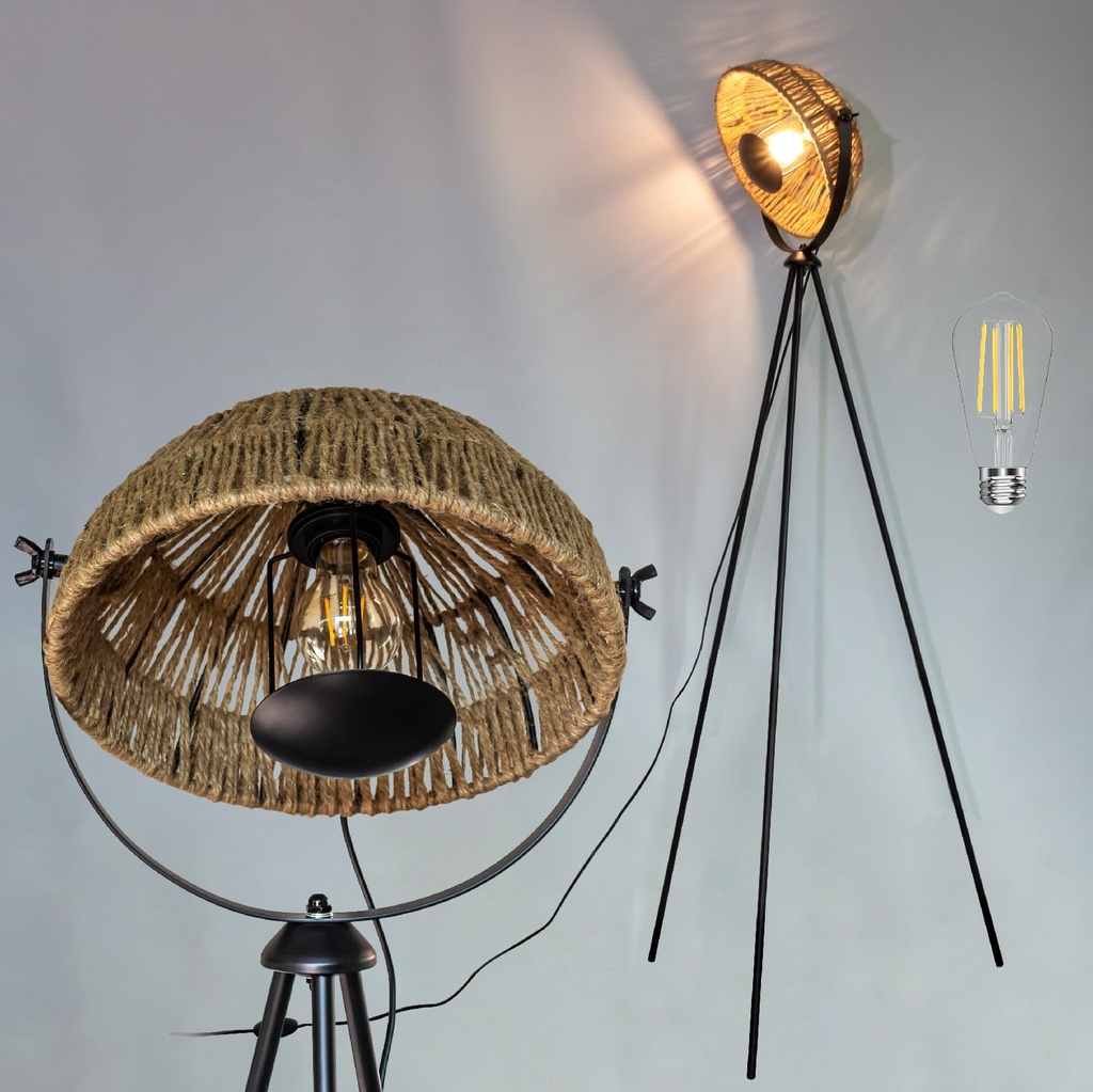 Osasy UK Retro Studio Tripod Floor Lamp LED Standing Lights,Height Adjustable 70-164 cm,Mod