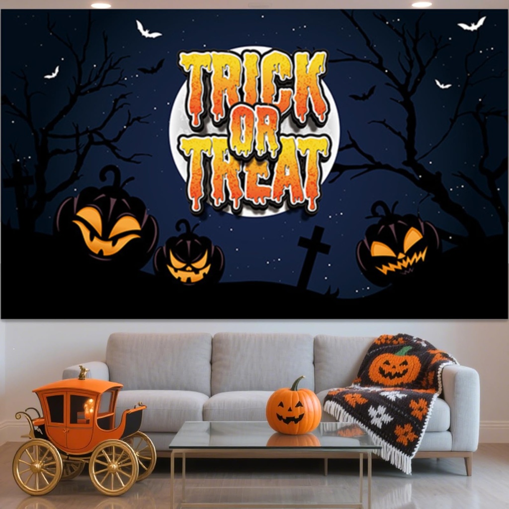 Halloween Banner Decoration Halloween Extra Large Fabric Backdrop Banner Scary Pumpkin Moon