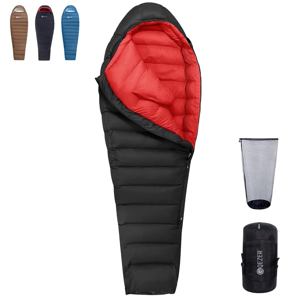 QEZER Cold Weather Sleeping Bag for Adults,Warm Down Sleeping Bag -20 Degree C for Cold Wea