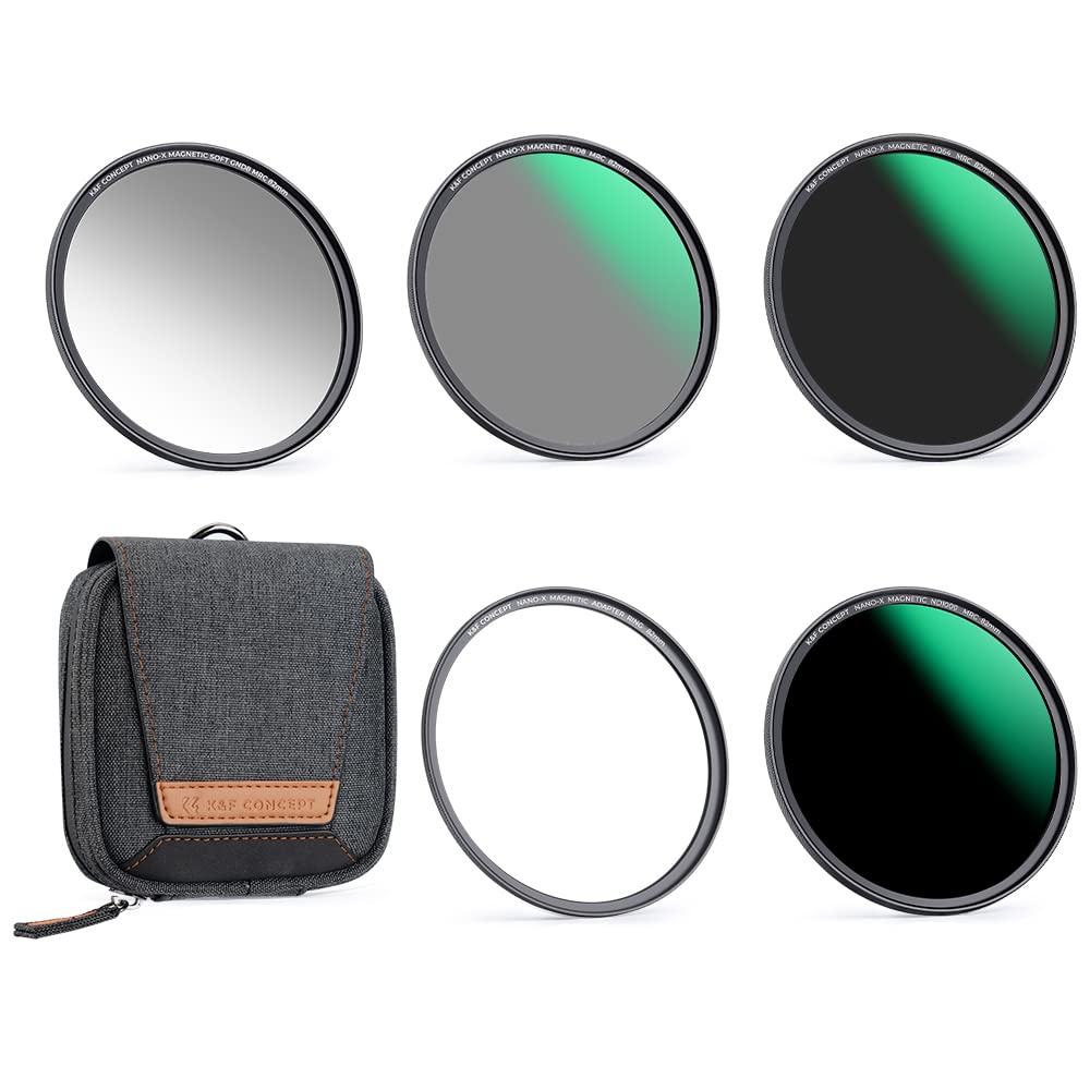 K&F CONCEPT 77mm 5-in-1 Magnetic Lens Filter Kit, Includes GND8+ ND8+ ND64+ ND1000+ Adapter