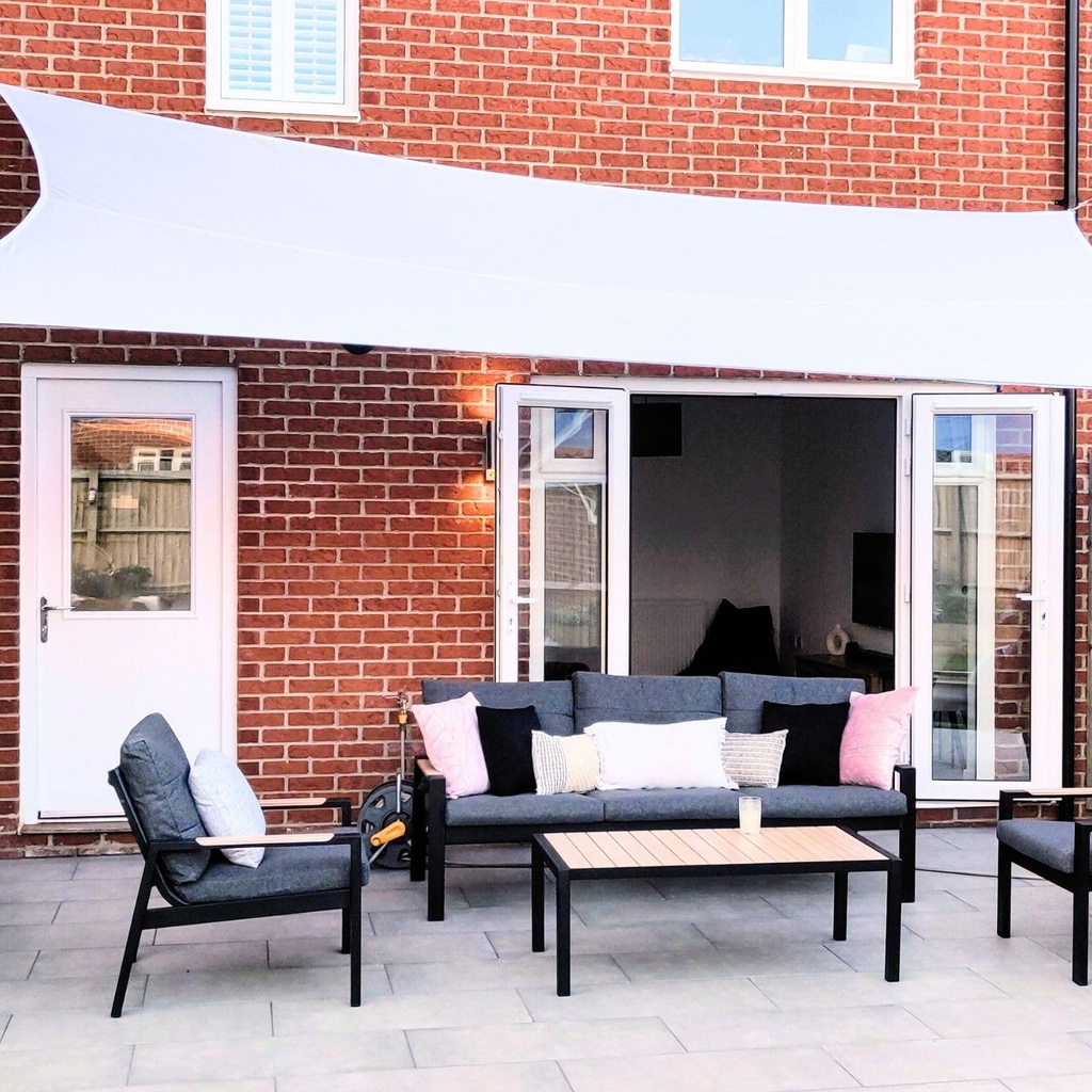 Clara Shade Sails - White Rectangle 4x5m Sun Shade Sail, Conservatory Sail Shades, Pergola