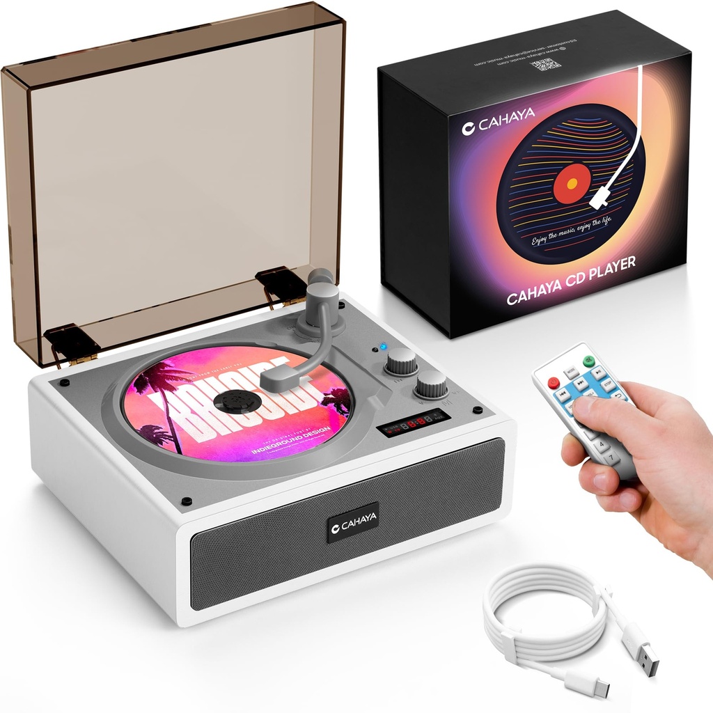 CAHAYA CD Player Portable for Home Use Featuring Built-in Dual Hi-Fi Speakers with Remote 