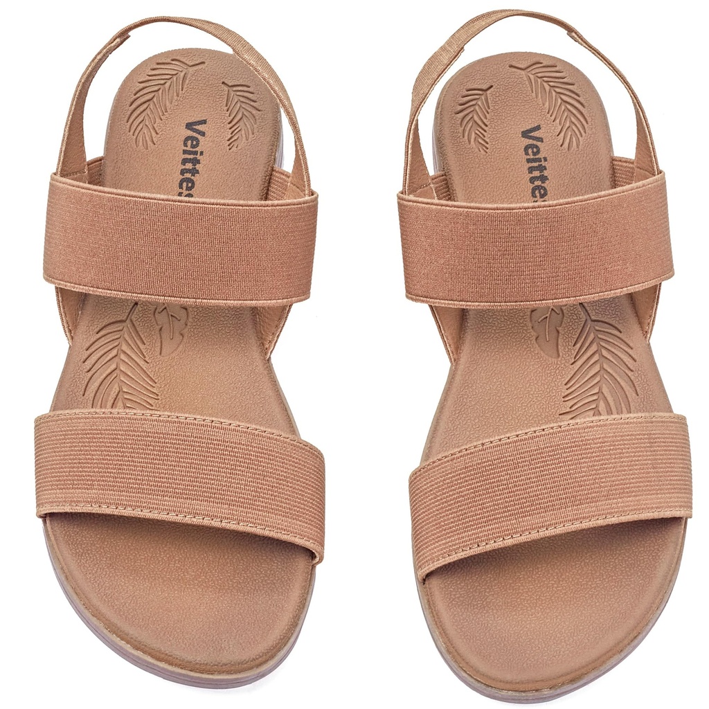 Veittes Women's Flat Slide Sandals - Casual Cross Strappy Elastic Strap Spring Summer Shoes.