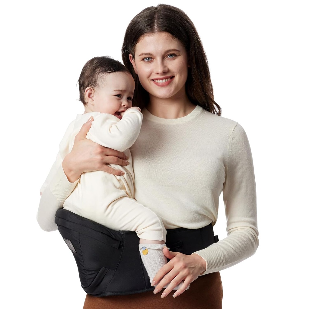 Momcozy CPC-Certified Baby Hip Carrier - Adjustable Waistband with Original 3D Belly Protec