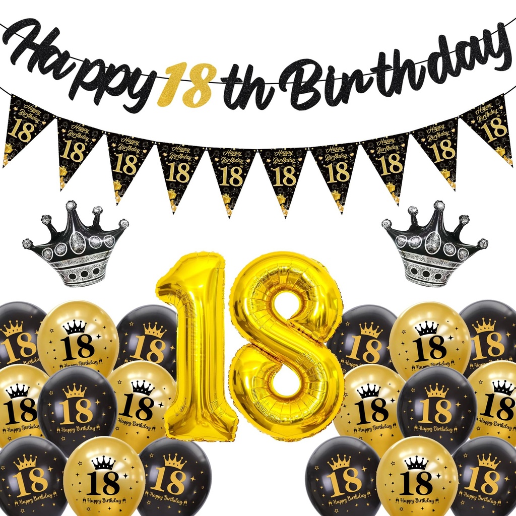 18th Birthday Decorations for Boys Girls - Happy 18th Birthday Banners Pennant Flags Garlan