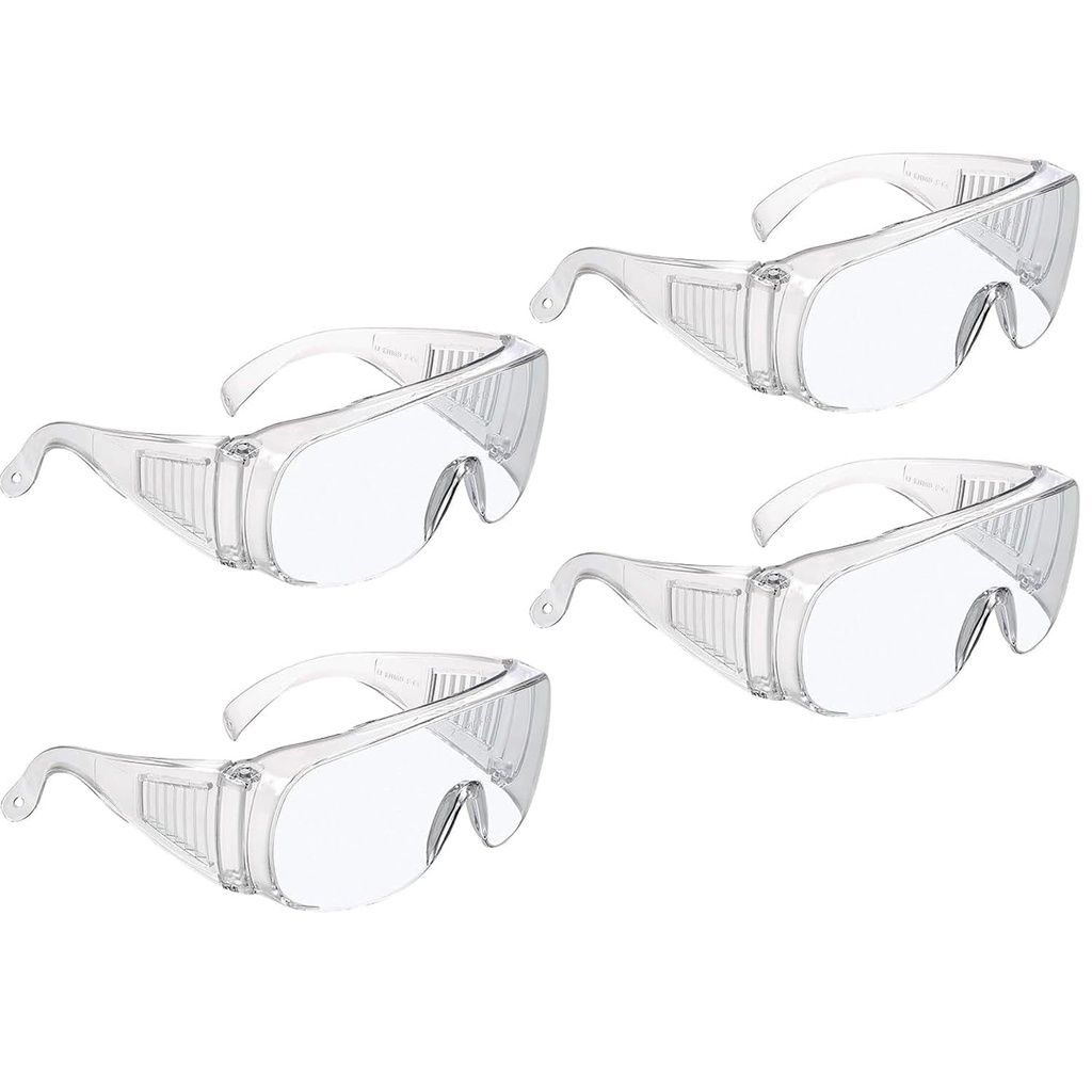 4 Pair Anti Fog Safety Goggles, Protective Glasses, Clear Safety Glasses, Lab Goggle Side S