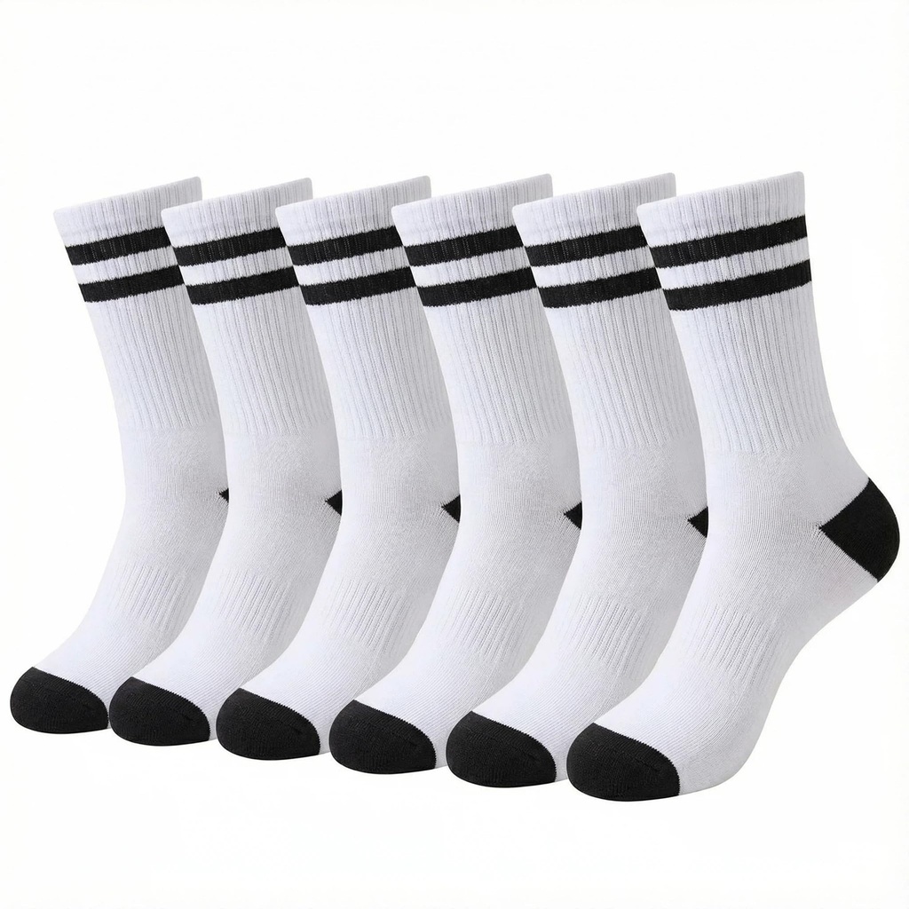 QIGEN LTD 6 Pairs Women Socks, Breathable Striped Crew Socks Athletic Sports Casual Socks,
