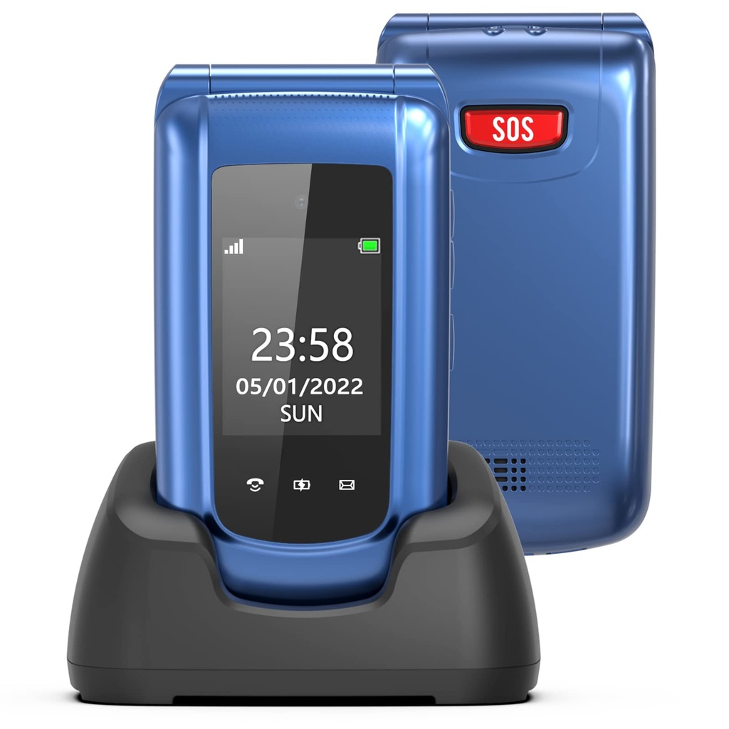 CHAKEYAKE Senior Mobile Phone, GSM Unlocked Flip Phone, Big Button Mobile Phones for Elderl