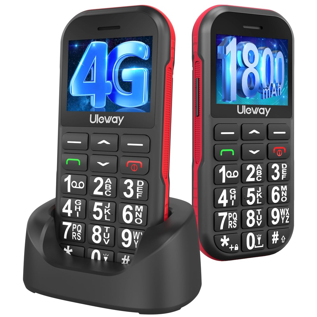 CHAKEYAKE 4G Big Button Mobile Phone for Elderly,1800mAh Long Standby Easy to Use Basic Mob