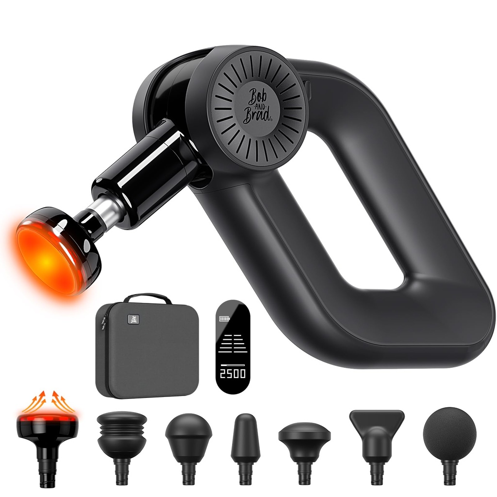 BOB AND BRAD D6 Pro Plus Massage Gun with Heat, Professional Deep Tissue Muscle Massager wi