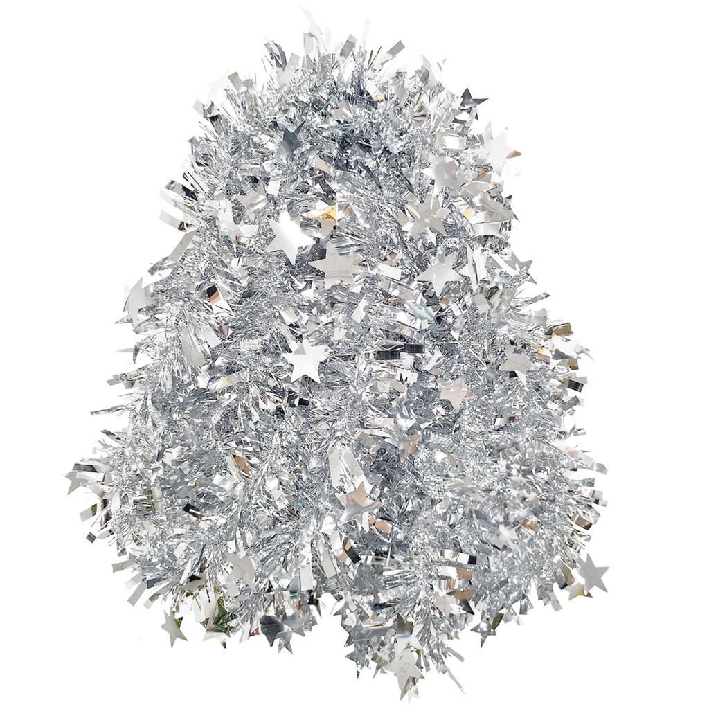 AMLOOPH Silver Tinsel, 10m Thick Silver Tinsel Garland For Christmas Tree Decorations, Chun