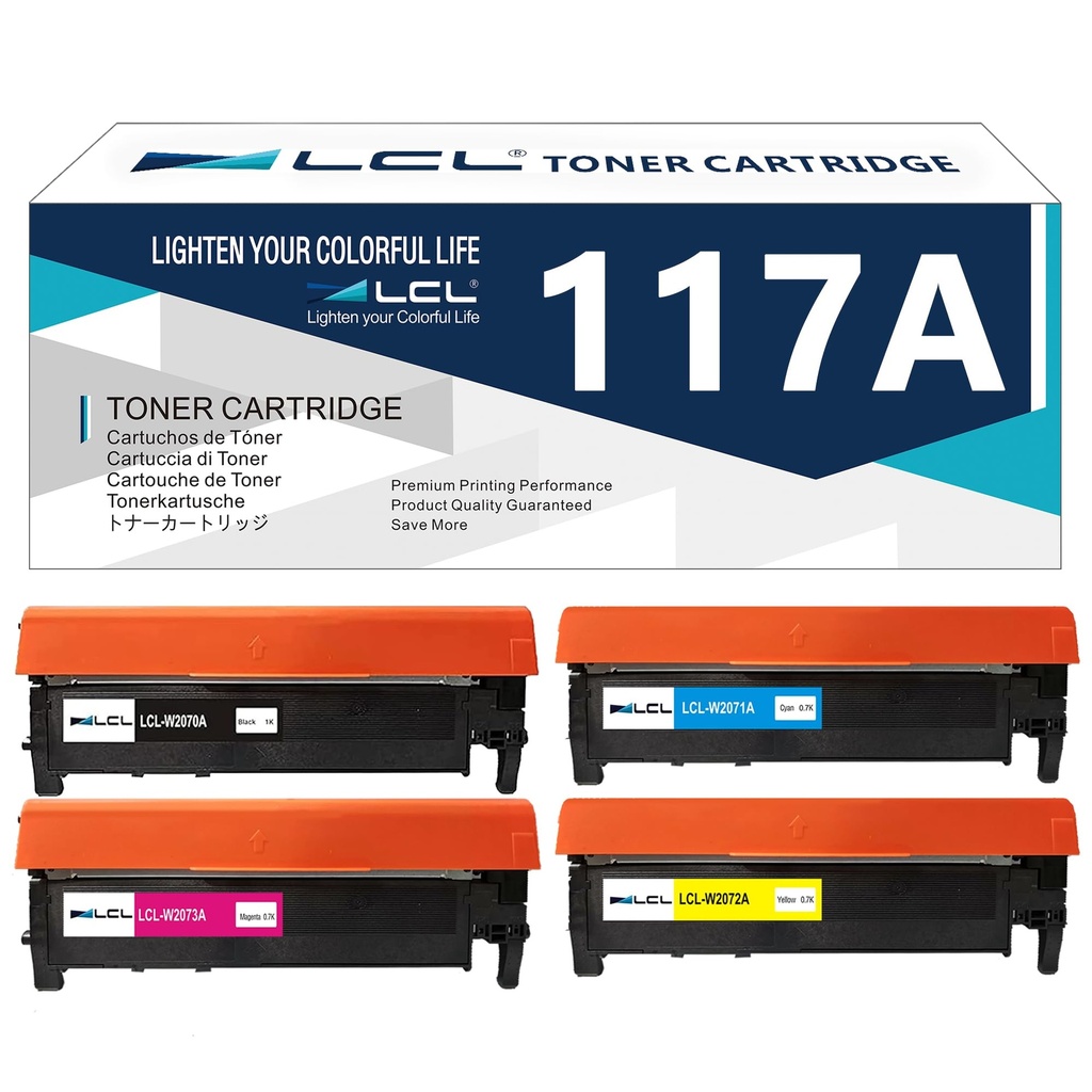 LCL Compatible Toner Cartridge 117A W2070A W2071A W2072A W2073A (4PK KCMY) Replacement for H