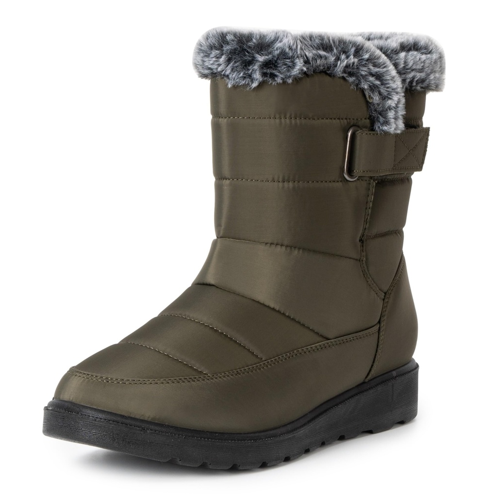 alpine swiss Lexie Womens Snow Boots | Waterproof Faux Fur Lined | Warm Cozy Winter Olive Size 7
