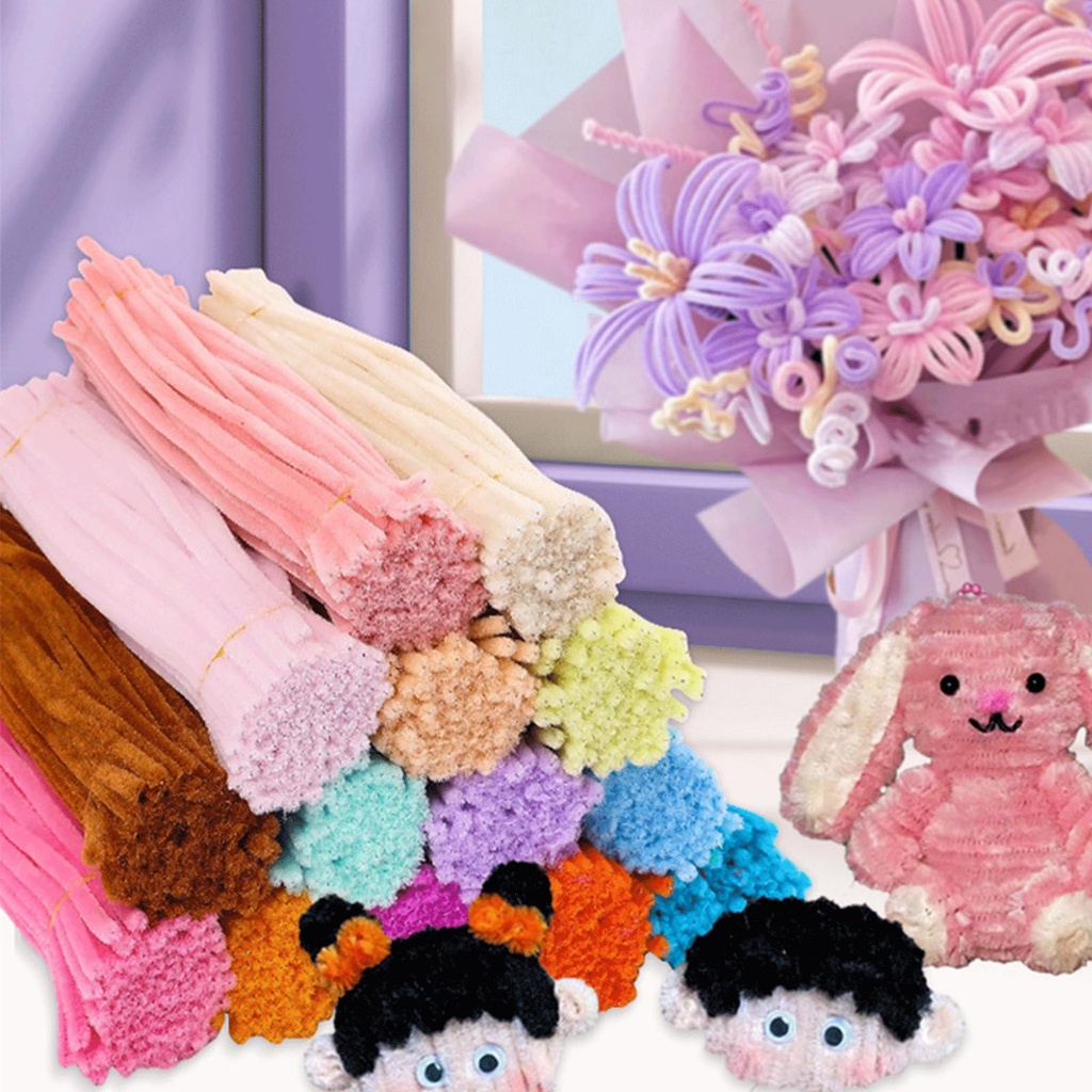 BDHI 400pcs Pipe Cleaners for Craft Flowers with Flower Stamen, Florist Wire, Florist Tape,