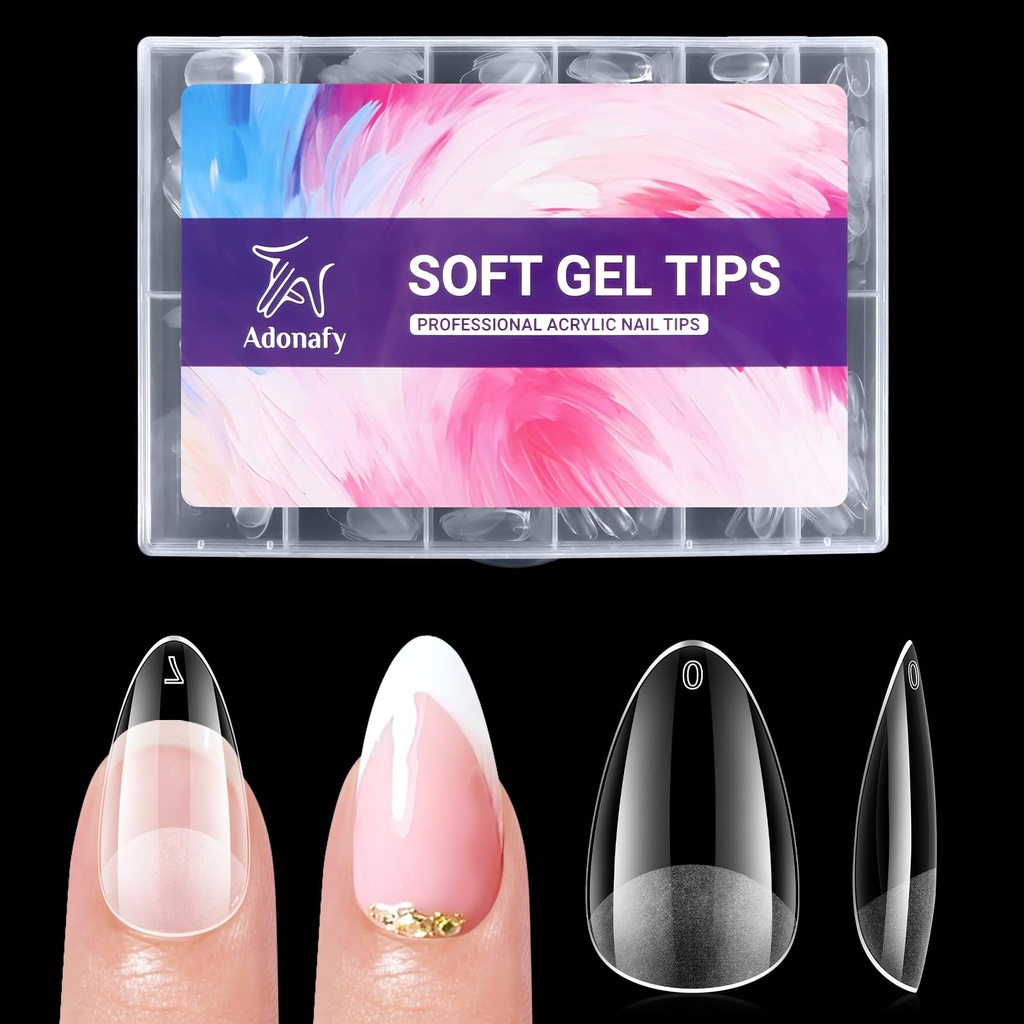 Adonafy Short Coffin Nail Tips: 504Pcs Half Matte Soft Gel Tips for Gel Extensions for Begin